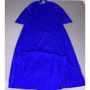 Vintage Carolyn Strauss Dress Plus‎ 1X Royal Blue Slinky Knit Mock Neck A-Line
